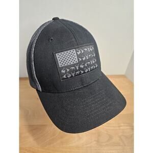 Columbia PHG Hat Cap L/XL Stretch Fit USA Flag Animals Deer Elk Birds Black